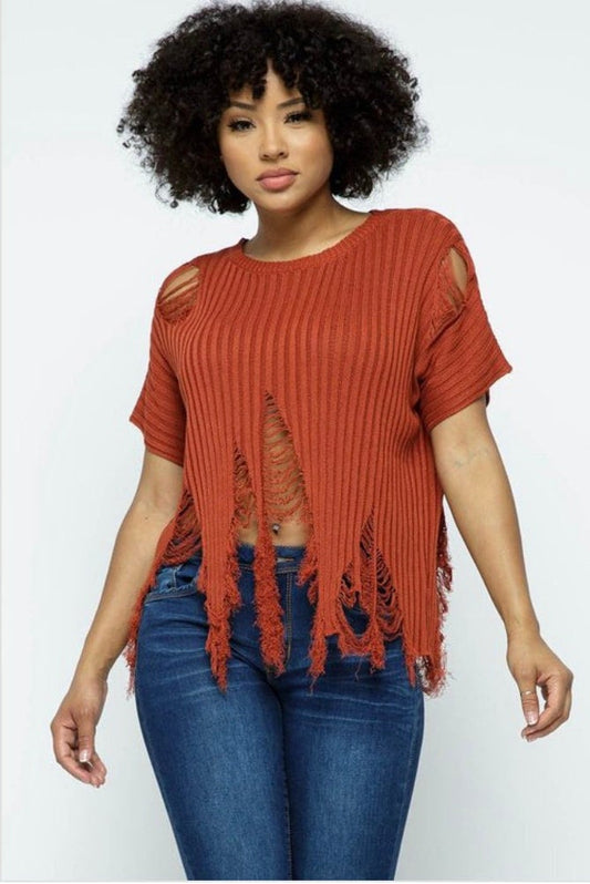 Oversized Distressed Sweater